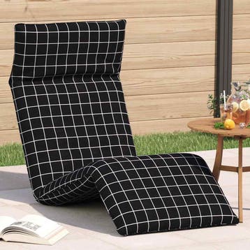 vidaXL Opvouwbare ligstoel Zwart Geruit Patroon 175x54x8,5, Verzenden