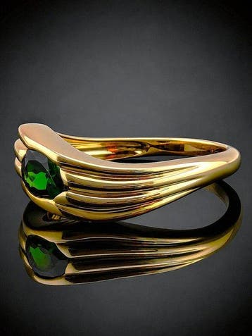 Zonder minimumprijs - Ring Chroom-Diopsiet ring - 925
