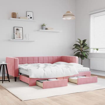 vidaXL Slaapbank met onderschuifbed en lades 80x200 cm, Verzenden, Nieuw