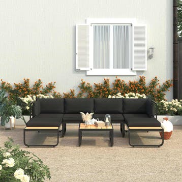 vidaXL 4-delige Tuinhoekbankenset met kussens aluminium en, Tuin en Terras, Verzenden, Nieuw