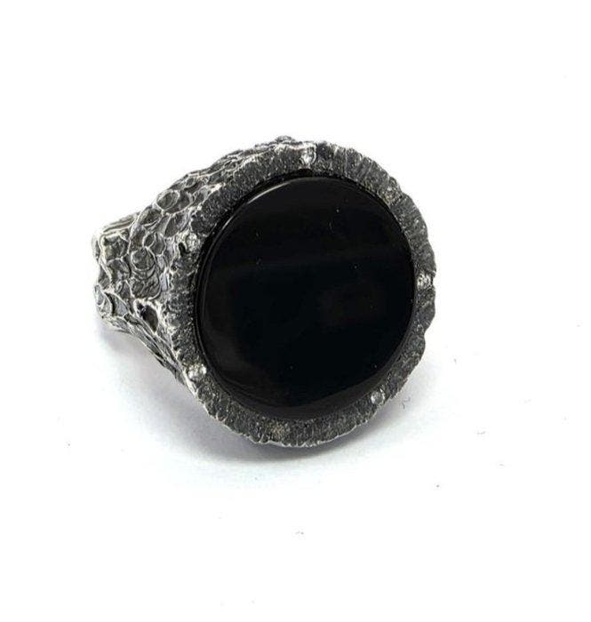 Sans prix de réserve - Bague Argent - 0.10ct. tw. Onyx -, Bijoux, Sacs & Beauté, Bagues