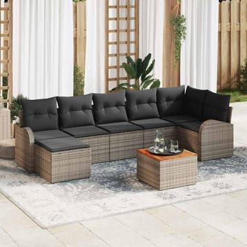 vidaXL Tuinbank Set 8 st Grijs poly rattan, Verzenden, Nieuw