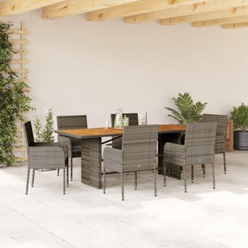 vidaXL 7-delige Tuinset met kussens poly rattan grijs, Verzenden, Tuinset