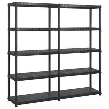 vidaXL Opbergrek 5-laags 170x40x185 cm kunststof zwart, Verzenden