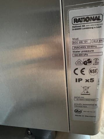 rational électrique scc we 101   400V, Ophalen