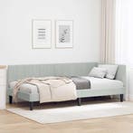 vidaXL Hoek Bed Frame met hoofdeinde Lichtgrijs 90 cm x 190, Verzenden, Nieuw