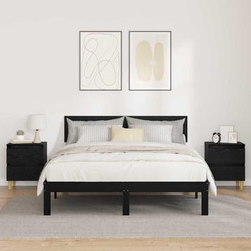 vidaXL Bedkasten 2 st Zwart Eiken 40 x 35 x 50 cm Bewerkt, Verzenden