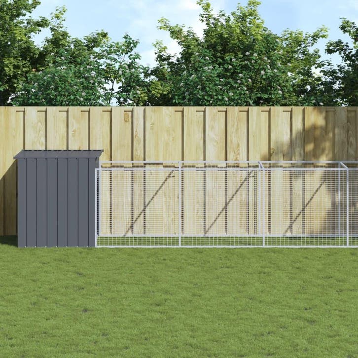 vidaXL Hondenhok met ren 110x1017x110 cm staal, Animaux & Accessoires, Maisons pour chiens, Envoi
