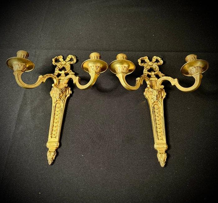 Wandkandelaar (2) - Brons (vuurverguld) - Parijse, Antiquités & Art, Antiquités | Meubles | Chaises & Canapés