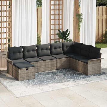 vidaXL Tuinbank Set 8 st Poly rattan, Verzenden, Nieuw