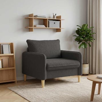 vidaXL XL fauteuil Donkergrijs Bouclé, Verzenden