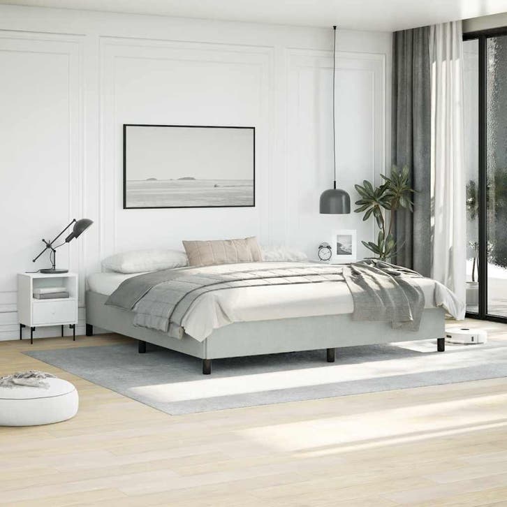 vidaXL Bedframe zonder matras lichtgrijs 193x203 cm kingsize, Huis en Inrichting, Slaapkamer | Bedden, Nieuw, Verzenden