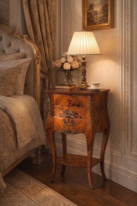 Table de chevet - Bois, Bronze, Antiek en Kunst, Antiek | Overige Antiek