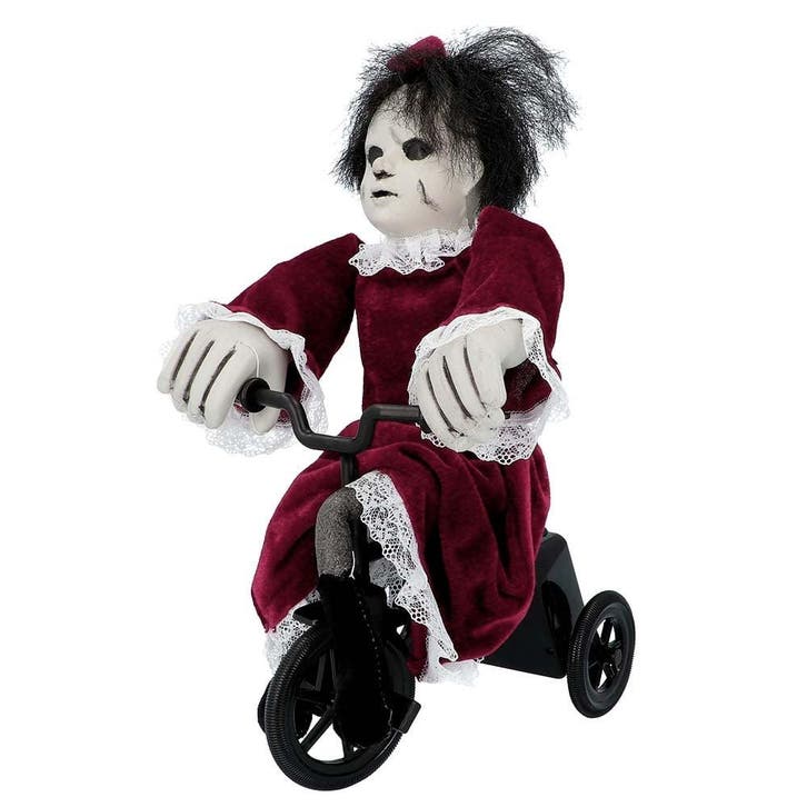 Halloween Mathilde Op Fiets 35cm, Hobby en Vrije tijd, Feestartikelen, Nieuw, Verzenden
