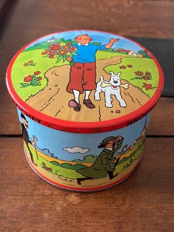 Tintin - 2 Zeldzame tinnen doos BROCHET - Confiseur Bonbons, Livres
