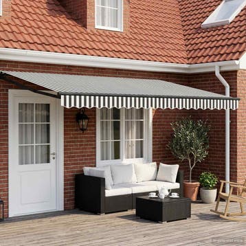 vidaXL Elektrisch Uitschuifbare Zonneluifel Antraciet en Wit, Tuin en Terras, Zonneschermen, Verzenden, Nieuw