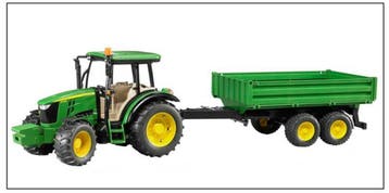 Bruder Tractor met aanhanger John Deere 5115M - Kieptrailer, Verzenden, Nieuw