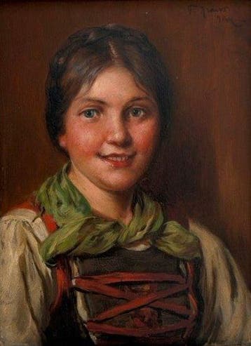 F. Kraus (XIX-XX) - 2 x Portrait: Tiroler mit Pfeife &