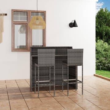 vidaXL 3-delige Tuinbarset met kussens grijs, Tuin en Terras, Verzenden, Nieuw