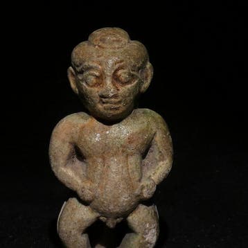 Oud-Egyptisch Faience Pataikos amulet. 6,7 cm hoog. 664 -