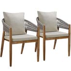 tectake Tuinstoel Manacor, ropedesign - greige, Set van 2, Jardin & Terrasse, Verzenden