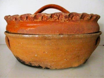 Antiek Soufflenheim-aardewerk - Braadpan - Aardewerk,
