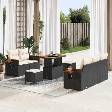 vidaXL Tuinbank Set 10 st 7-Aantal zitplaatsen Zwart en, Verzenden, Nieuw