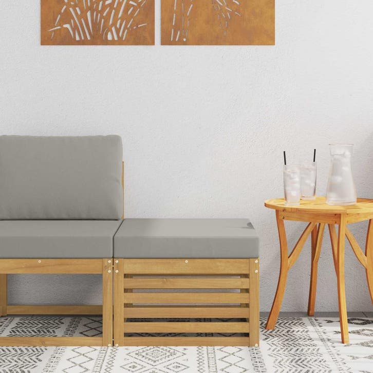 vidaXL Buiten Voetenbank Massief Acacia Hout Wit, Tuin en Terras, Tuinsets en Loungesets, Nieuw, Verzenden