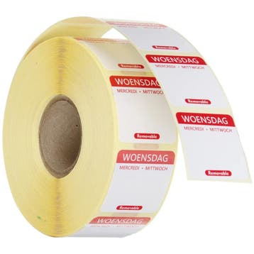 Voedseletiketten | Woensdag | Kleurgecodeerd | 1000 Stuks |, Verzenden