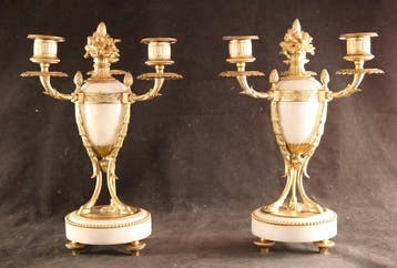 Paar elegante antieke kandelaars - Candélabre (2) - Bronze,