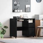 vidaXL Bureau met Wielen Zwart Eiken 91 x 50 x 77 cm Bewerkt, Verzenden, Nieuw