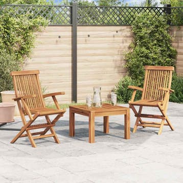 vidaXL Tuinstoelen inklapbaar 2 st massief teakhout, Tuin en Terras, Tuinstoelen, Verzenden, Nieuw