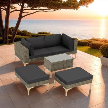Rotanlounge met aluminium frame Bellaria - natuur, Tuin en Terras, Verzenden, Nieuw