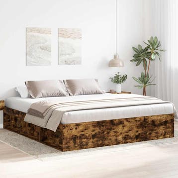 vidaXL Bedframe gerookt eikenkleurig 180x200 cm Super King, Huis en Inrichting, Verzenden, Nieuw