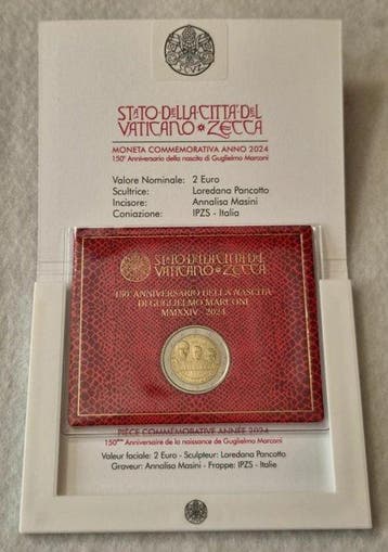 Vaticaan. 2 Euro 2024 Guglielmo Marconi (Zonder