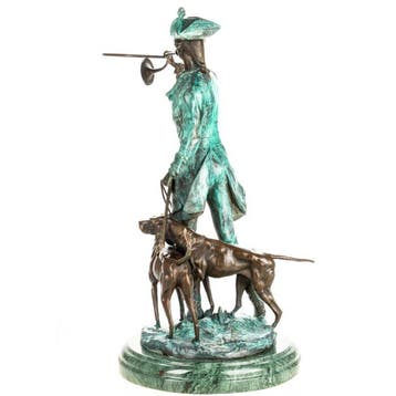 Sculpture, Jager met honden - 68 cm - Bronze, Marbre