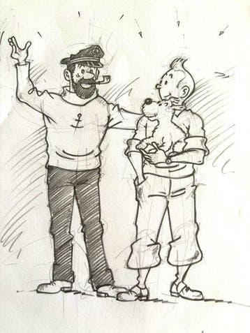 Harry Edwood - 1 Original drawing - Hommage à Hergé - 2008
