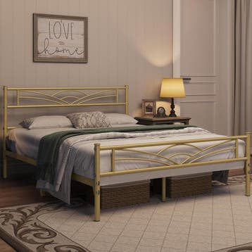 2dekans | Yaheetech Metalen Bedframe 140 x 200 cm – Antiek, Ophalen of Verzenden, Nieuw