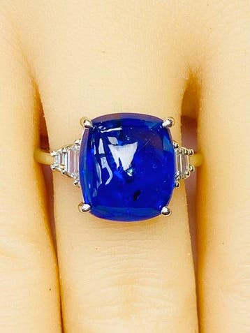Bague Platine - 7.89ct. tw. Saphir - Diamant - bleu royal, Nieuw