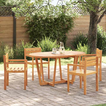 vidaXL 5-delige tuinset van massief acaciahout, Verzenden, Nieuw, Tuinset