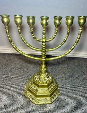 Judaica - Chandelier - Bronze - Menorah - 36,5 cm - 3,8 kg