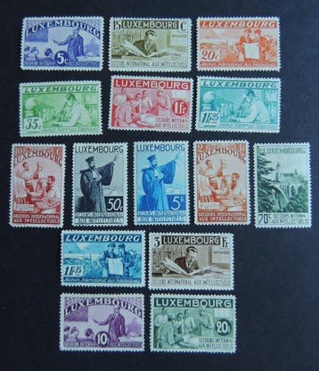 Luxembourg 1935 - Série complète Intellectuels Y&T # 259/273, Gestempeld