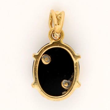 Hanger - 18 karaat Geel goud Onyx - Appliqué - Bloem