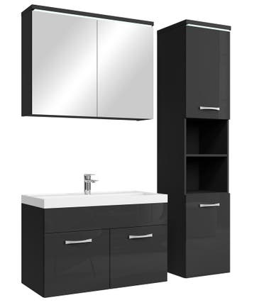 Badkamermeubel Set Paso 80 x 40 cm Zwart Badmeubel, Verzenden, Nieuw
