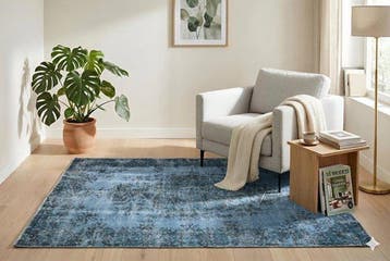 Blauwe vintage - Vloerkleed - 210 cm - 110 cm - met, Nieuw
