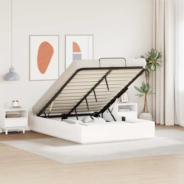 vidaXL Ottoman bedframe met opbergruimte Wit 150 x 200 cm, Verzenden