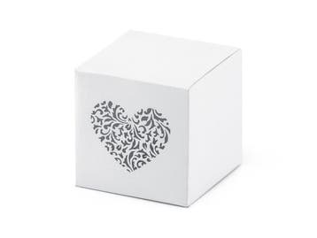 Geschenkdoosjes Kubus Hart Wit 5cm 10st, Verzenden, Nieuw