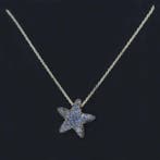 Collier - 18 carats Or blanc - 1.24ct. tw. - Zaffiro Blu