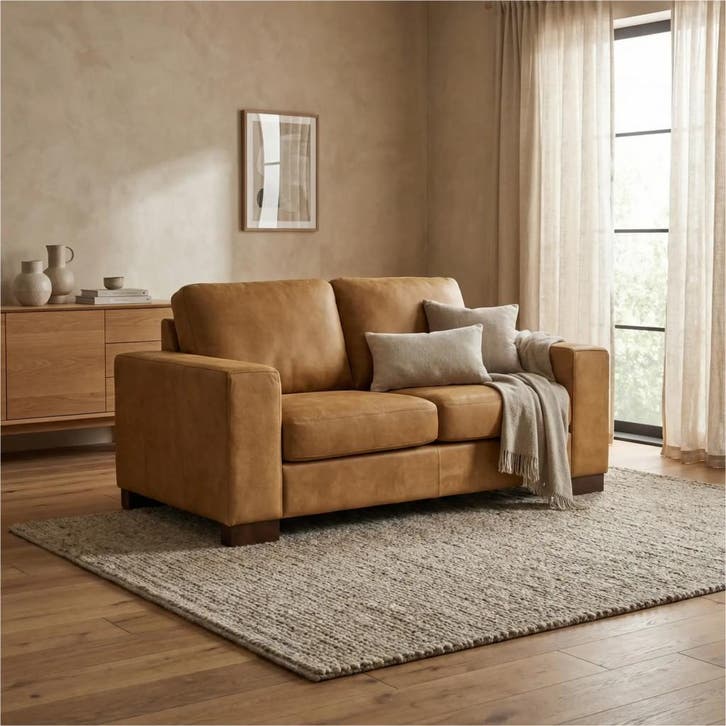 Leren bank Enjoy - 2 zits - Kenia Walnut (cognac) - Poten, Huis en Inrichting, Zetels | Zetels, 150 tot 200 cm, 75 tot 100 cm