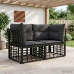 vidaXL Buiten loveseat 2 pcs Zwart en Donker Grijs poly, Verzenden